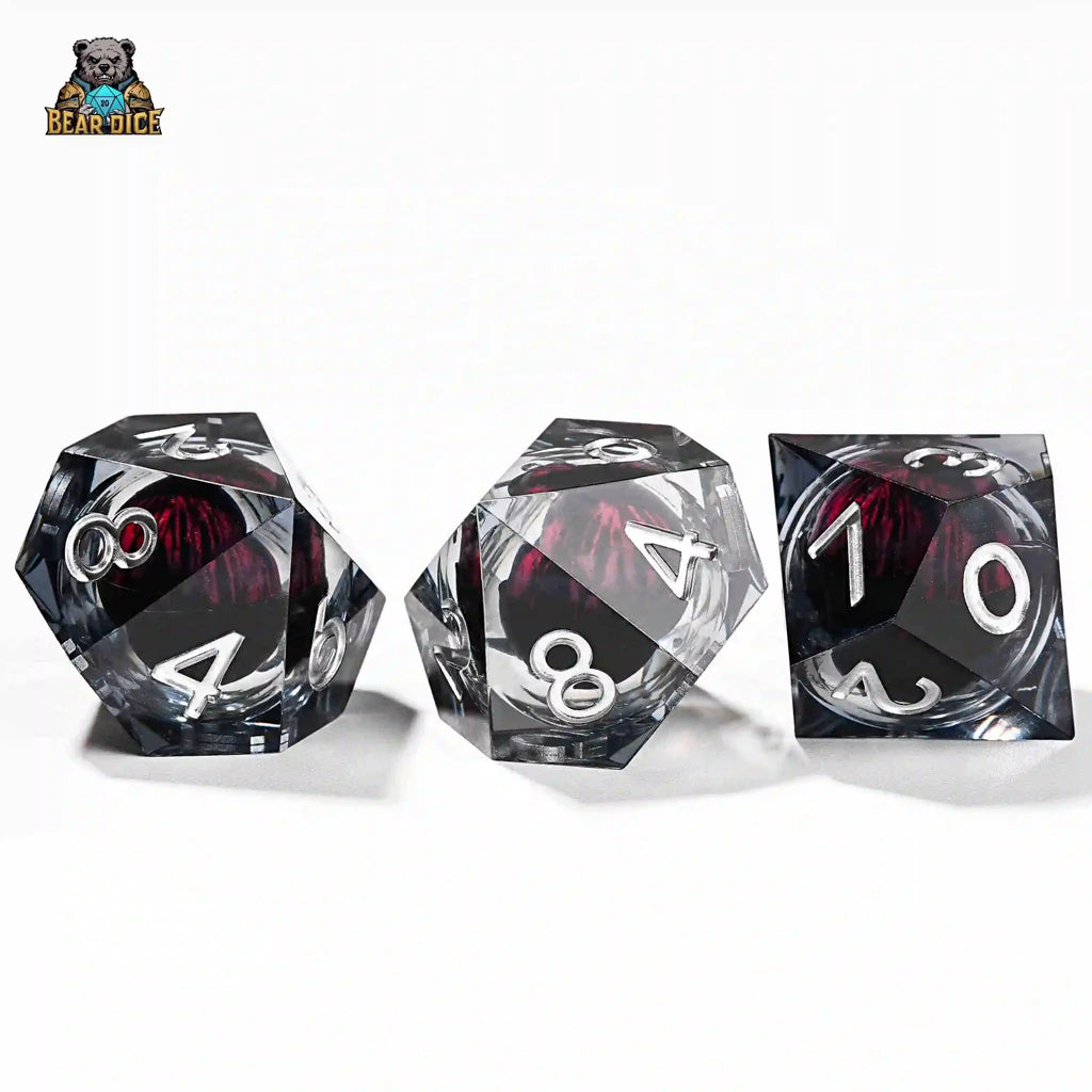 Red Eye Spirit Liquid Lock Black Crystal D10 Dice-Resin 10 Siede Dice