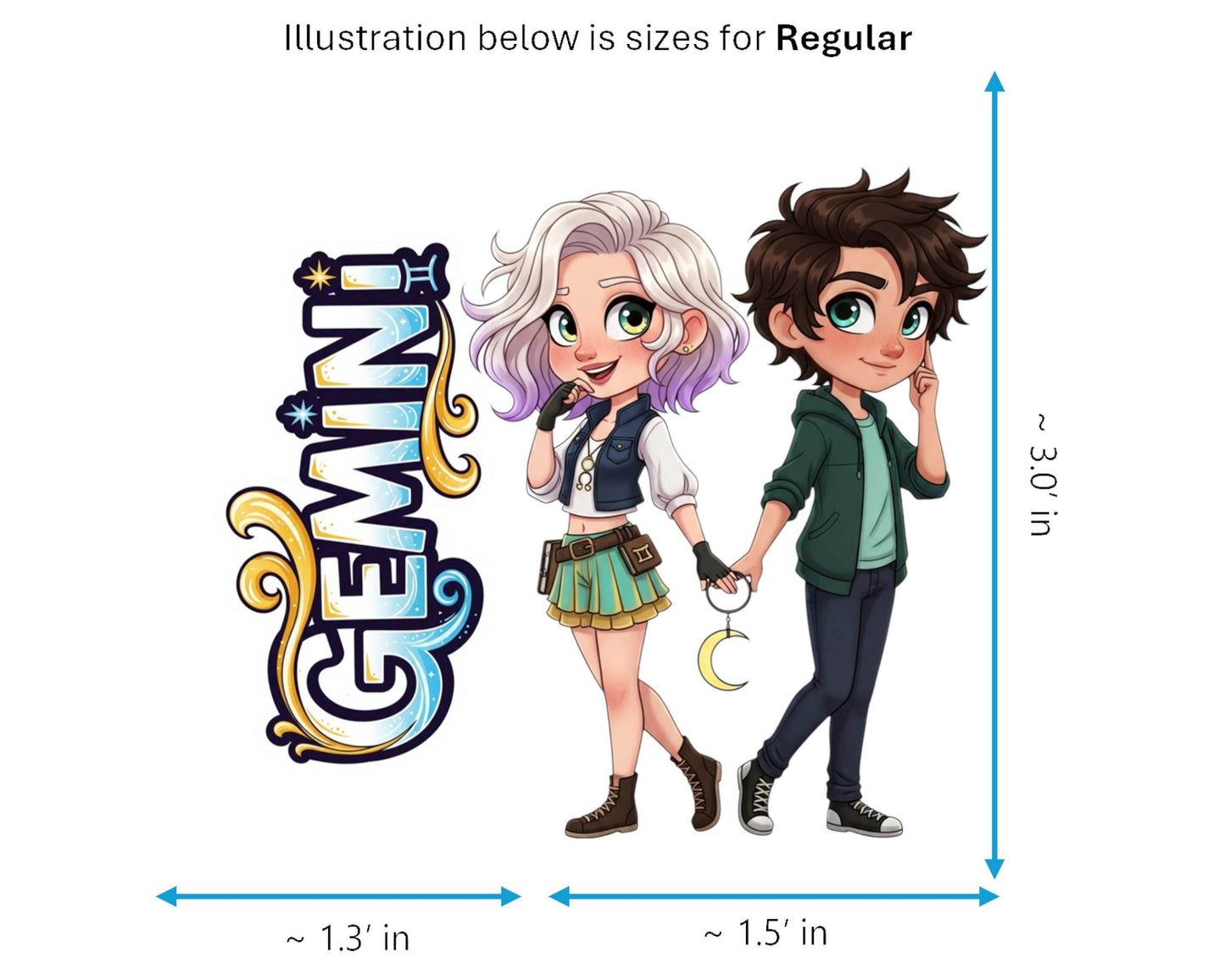 Gemini Sticker and Magnet - the Celestial Twins Horoskins™ – Zodiac Air Sign | Waterproof & UV-Proof - Sticker / Regular