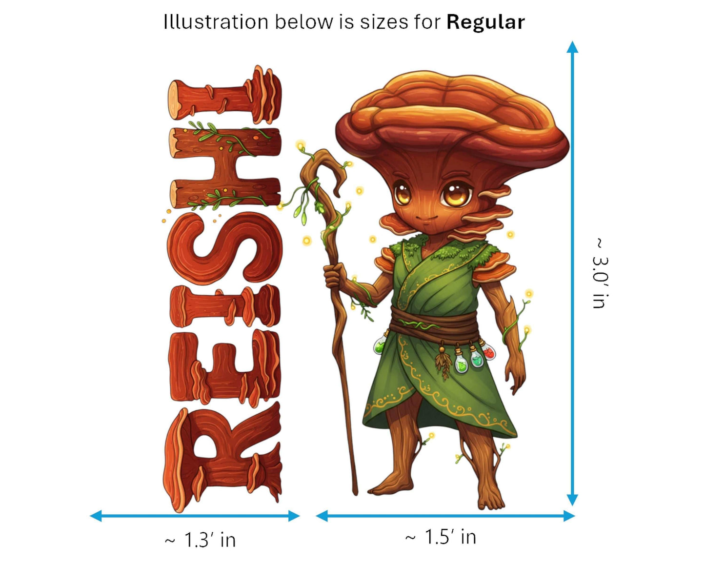 Reishi Sticker and Magnet - Mushroom of Immortality Fungikins™ – Medicinal Mushroom Art | Waterproof & UV-Proof - Sticker / Regular