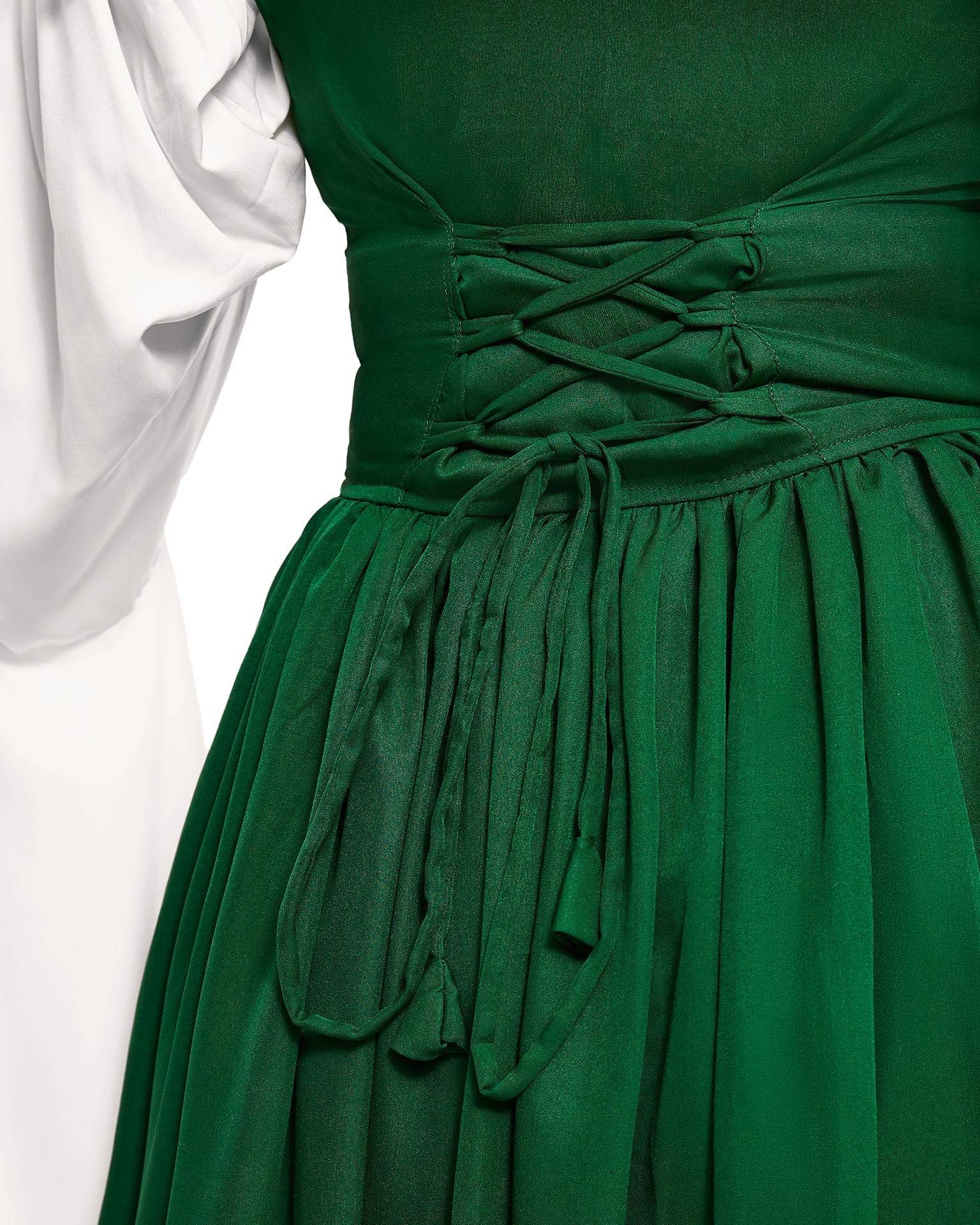 Renaissance Faire 2 piece Full Costume Irish Dress & Long-Sleeved Chemise - XXS/XS / Charcoal