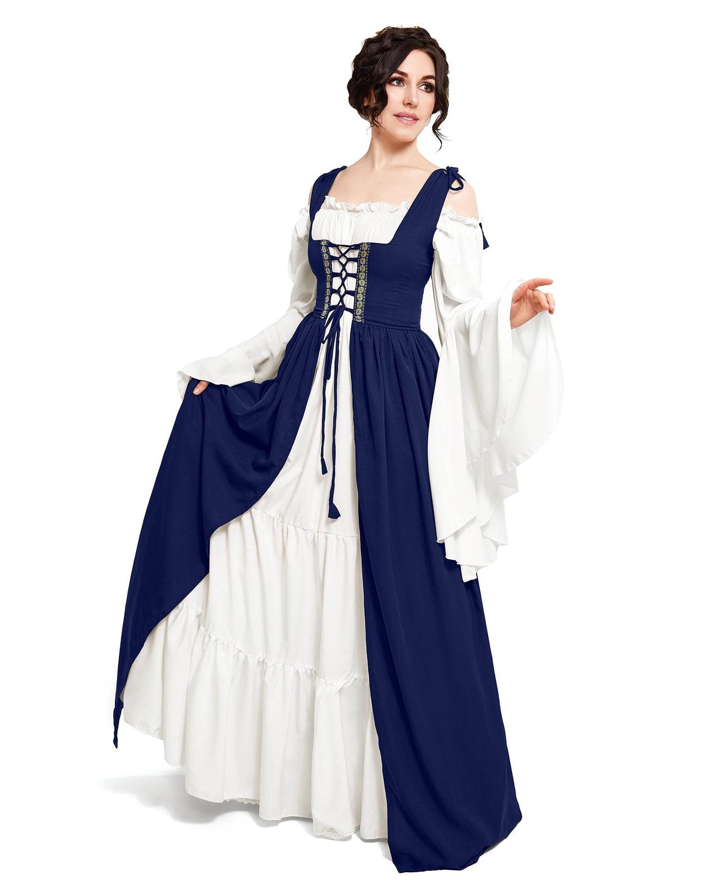 Renaissance Faire 2 piece Full Costume Irish Dress & Long-Sleeved Chemise - XXS/XS / Charcoal