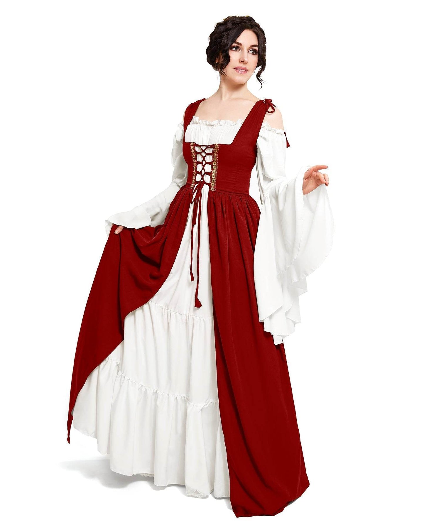 Renaissance Faire 2 piece Full Costume Irish Dress & Long-Sleeved Chemise - XXS/XS / Charcoal
