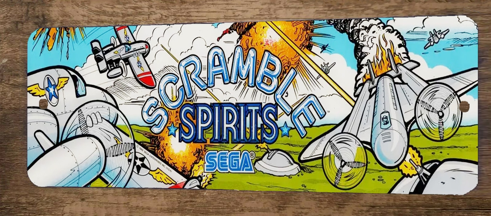 Scramble Spirits Arcade 3x12  Metal Wall Video Game Marquee Banner Sign