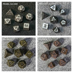 Sapphire Dragon Eye Metal Hollow D20 Dice Cage Keychain + 7 Mini Metal Dice Set