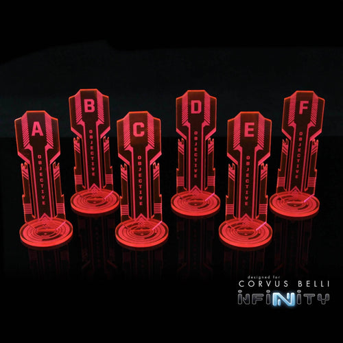 Acrylic Sci Fi Objectives 6 Pack - Fluorescent Red / Alpha