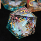 Sharp-edged plum blossom resin DND dice set + gold numbers