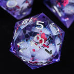 Sharp-edged plum blossom resin DND dice set + gold numbers