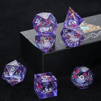 Sharp-edged plum blossom resin DND dice set + gold numbers