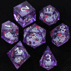 Sharp-edged plum blossom resin DND dice set + gold numbers