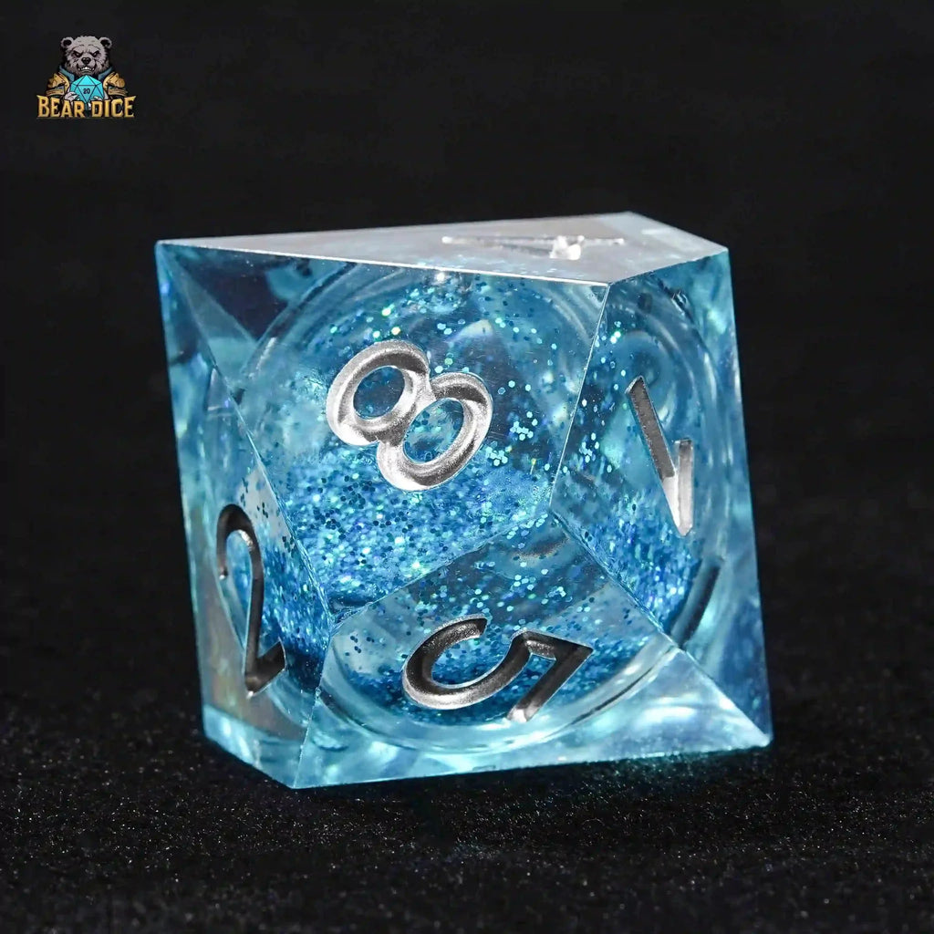 Shining Blue Liquid Core D10 Dice: 10-Sided Dice Set for Role Playing Games