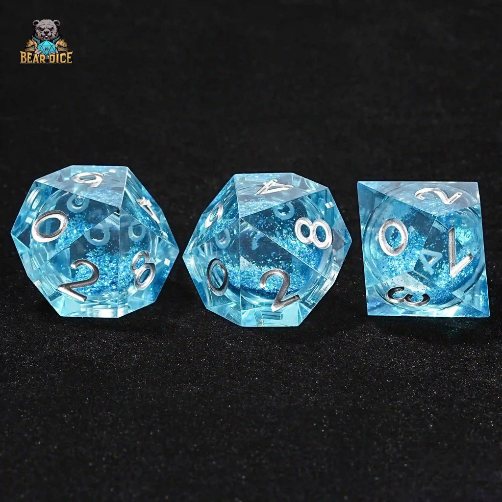 Shining Blue Liquid Core D10 Dice: 10-Sided Dice Set for Role Playing Games