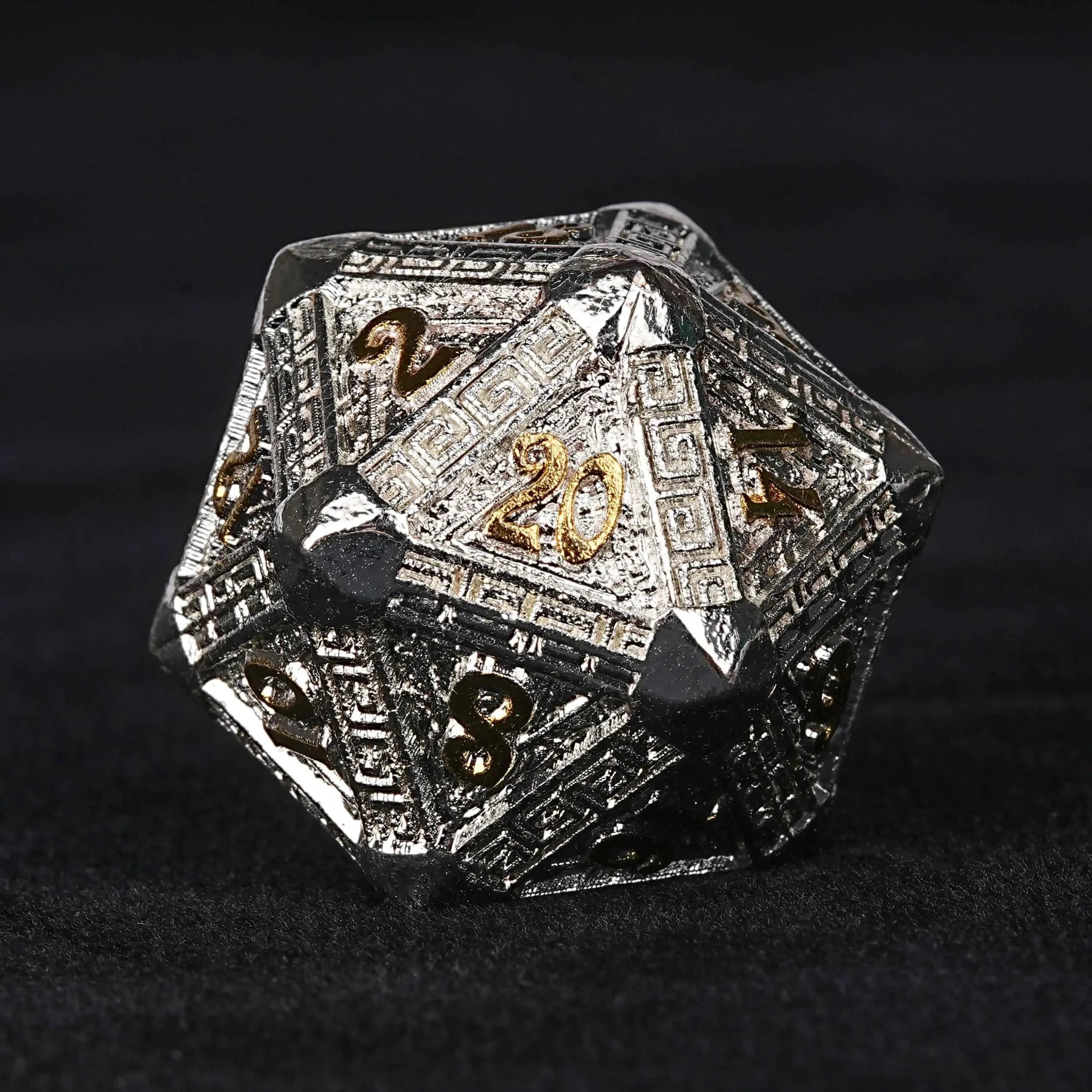 Silver and Gold Greek Style Metal DND Dice Set