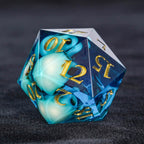 Skeleton Nightmare - Blue Resin DND Dice Set + Gold Numbers