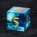 Skeleton Nightmare - Blue Resin DND Dice Set + Gold Numbers