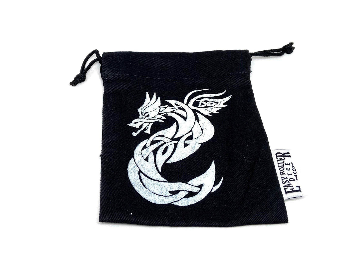 Small Cotton Twill Dice Bag - Celtic Knot Dragon Design - 