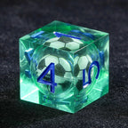 Soccer Core Resin DND Dice Set + Blue Font