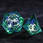 Soccer Core Resin DND Dice Set + Blue Font