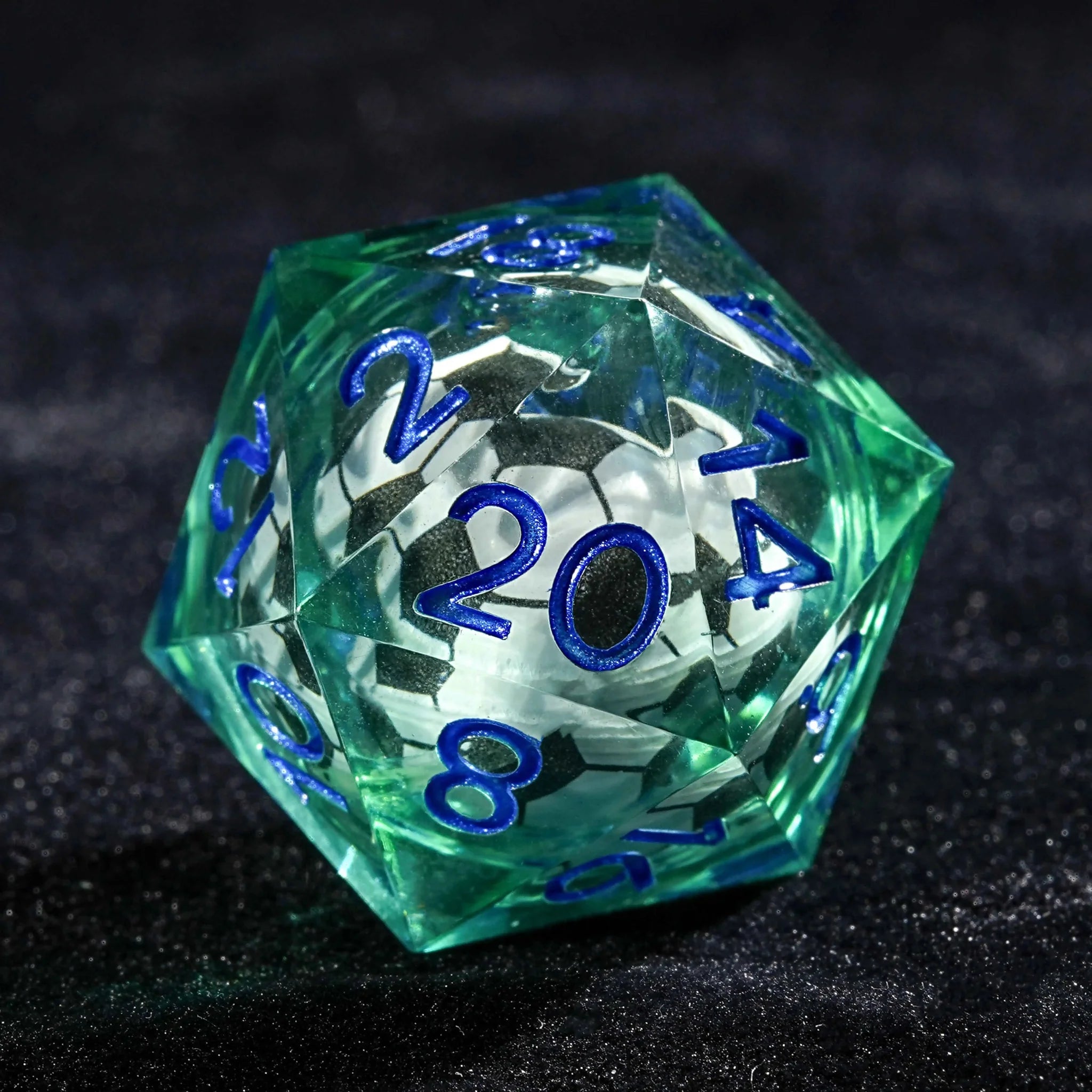 Soccer Core Resin DND Dice Set + Blue Font