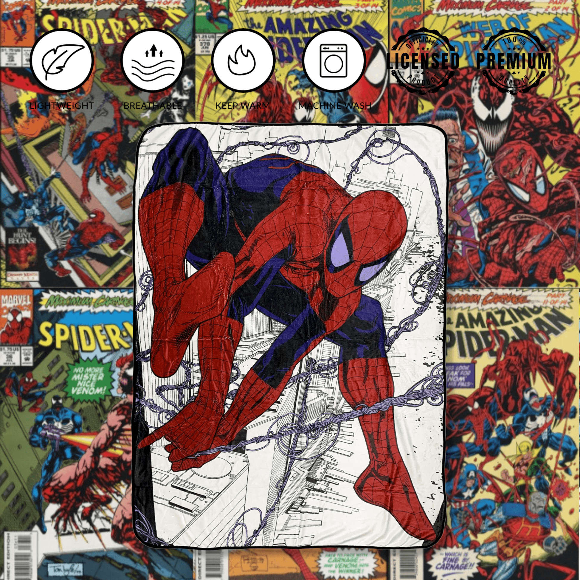Spider-Man Webslinger Marvel Flannel Fleece Throw Super Soft Lightweight Fleece Blanket 45x60in - 