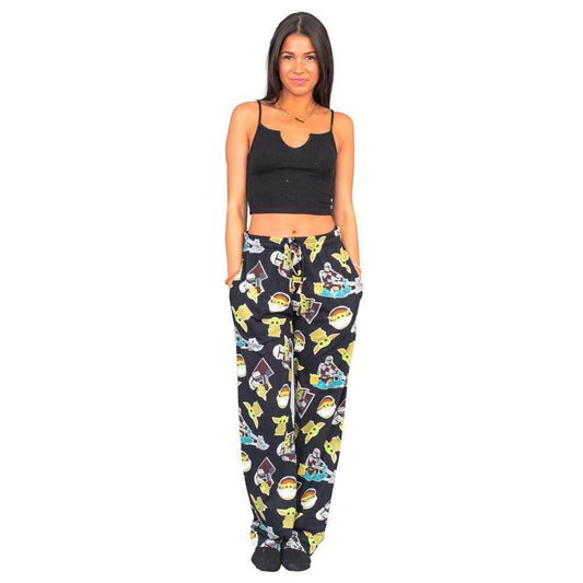 Star Wars The Mandalorian Baby Yoda Pajamas Black Lounge Pants - S