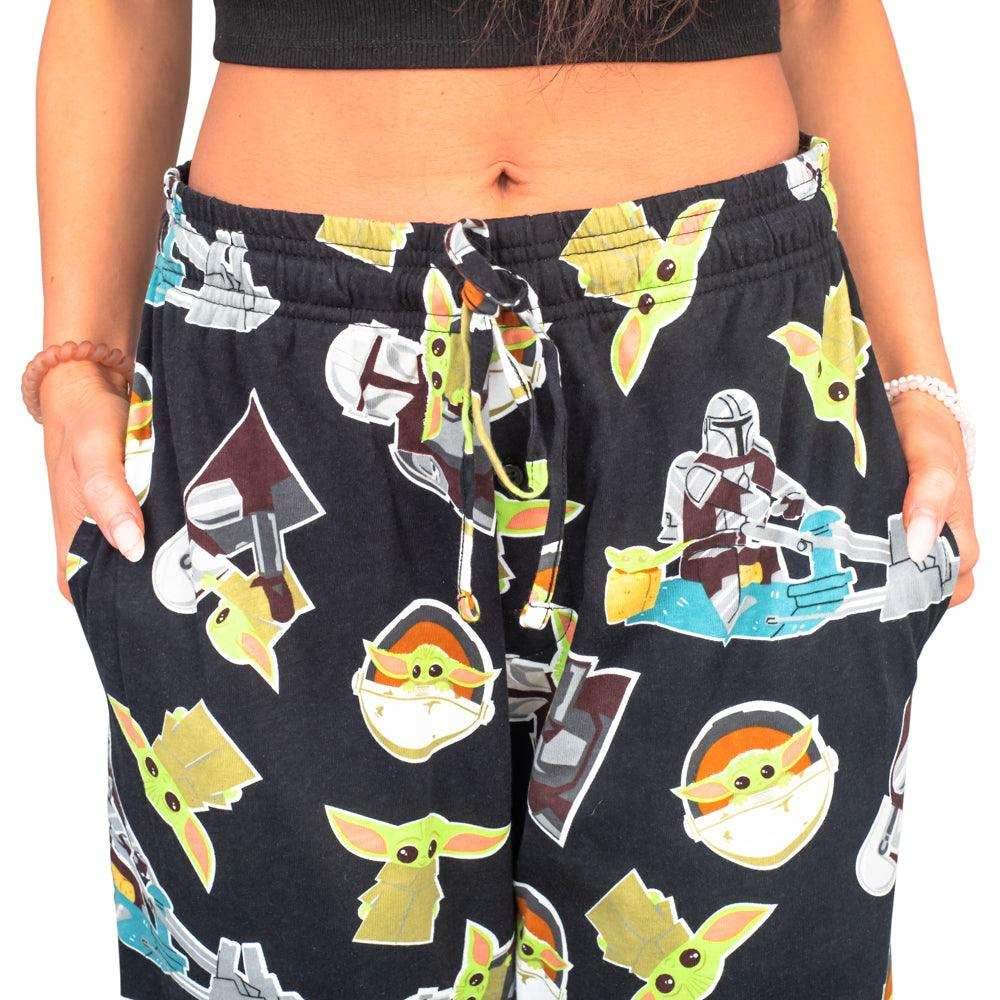 Star Wars The Mandalorian Baby Yoda Pajamas Black Lounge Pants - S
