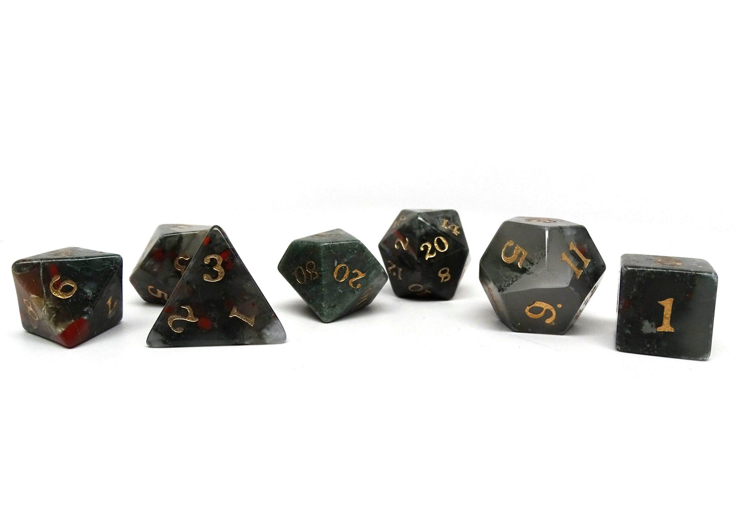 Stone Dice Collection - African Bloodstone - Signature Font - 