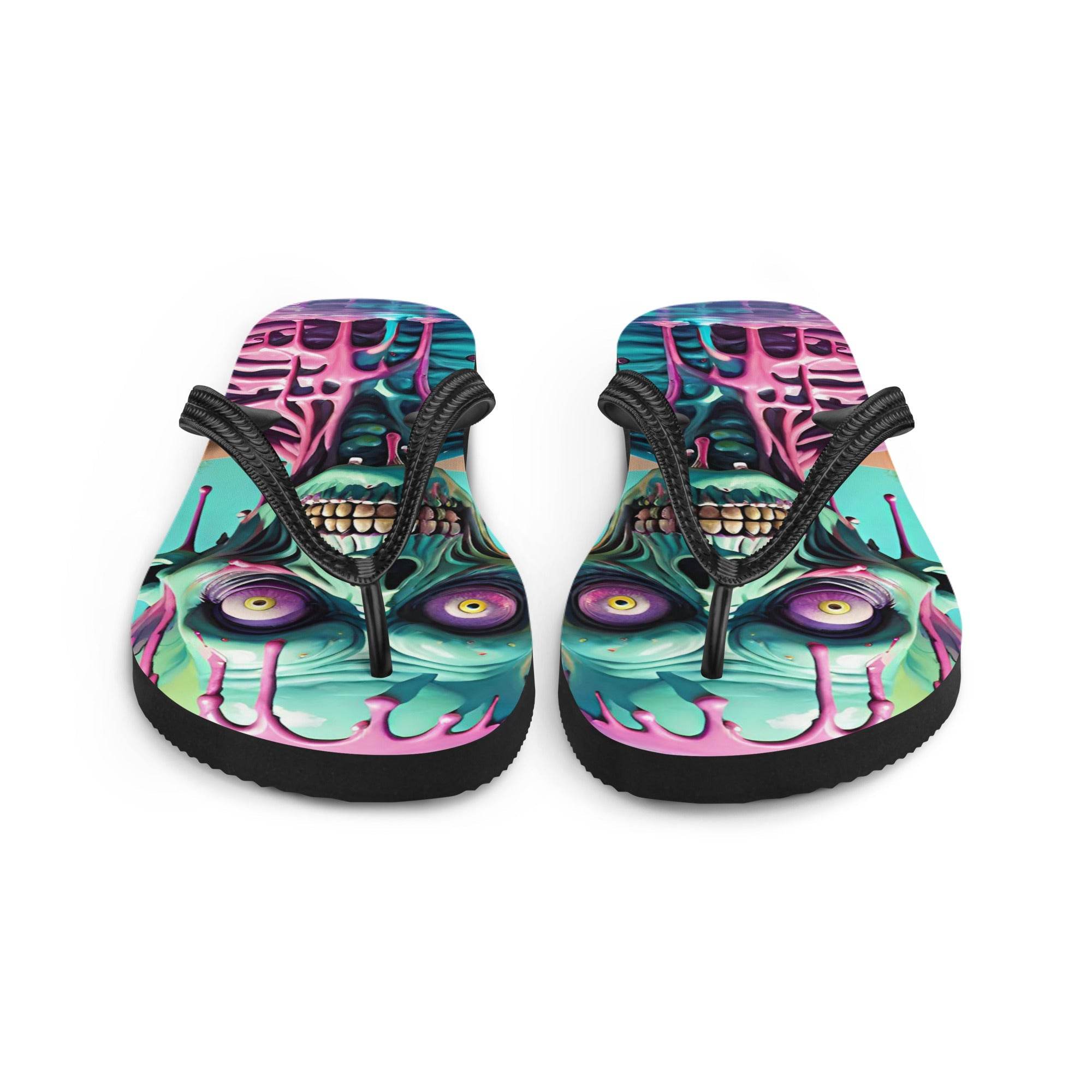 Colorful Melting Candy Zombie Gothic Flip Flops - S