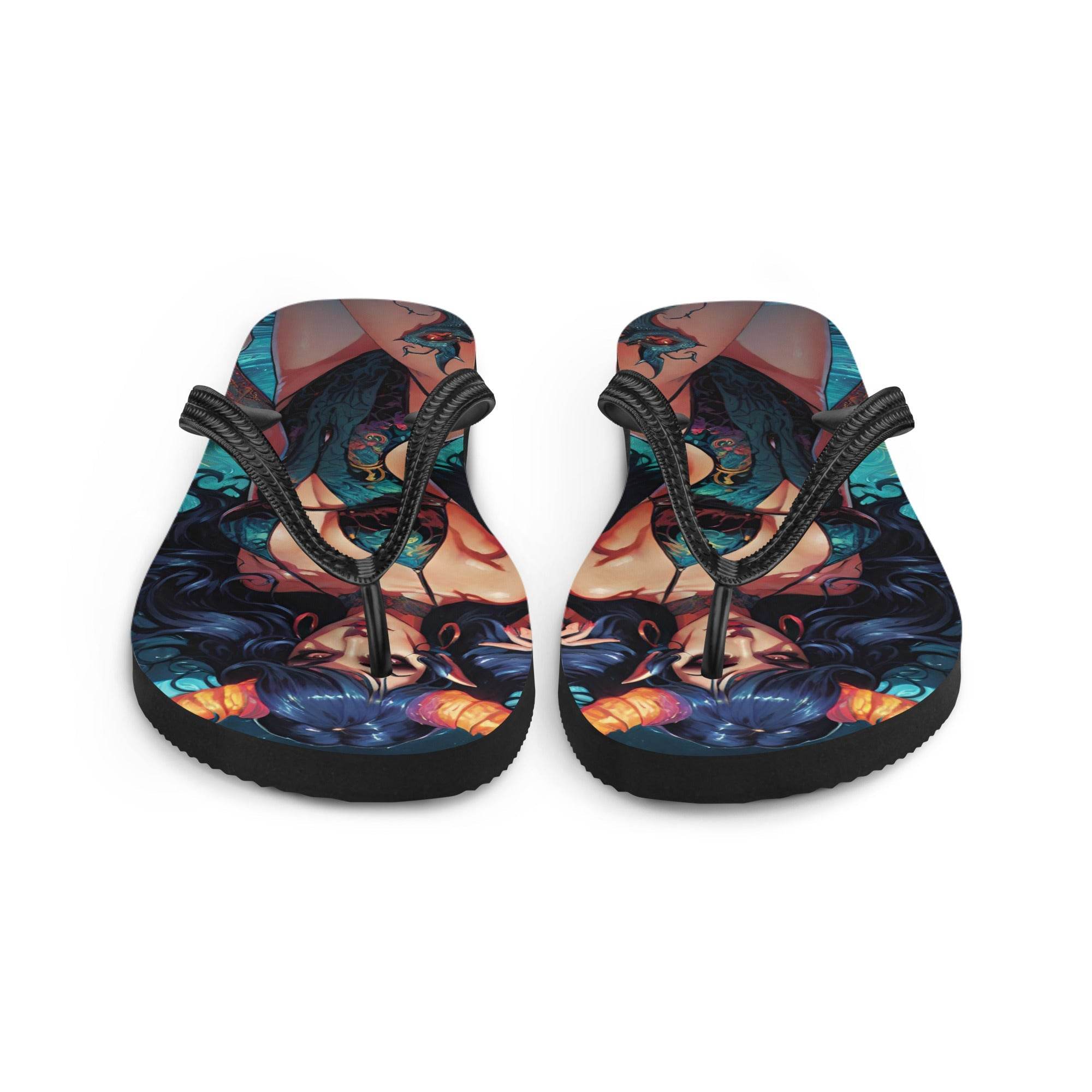 Colorful Summer Succubus in a Swimsuit 3 Gothic Flip Flops - S