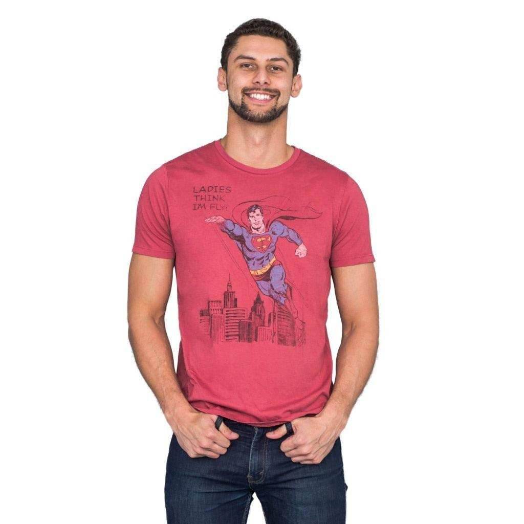 Superman Ladies Think I'm Fly Vintage Inspired Lava T-shirt - S