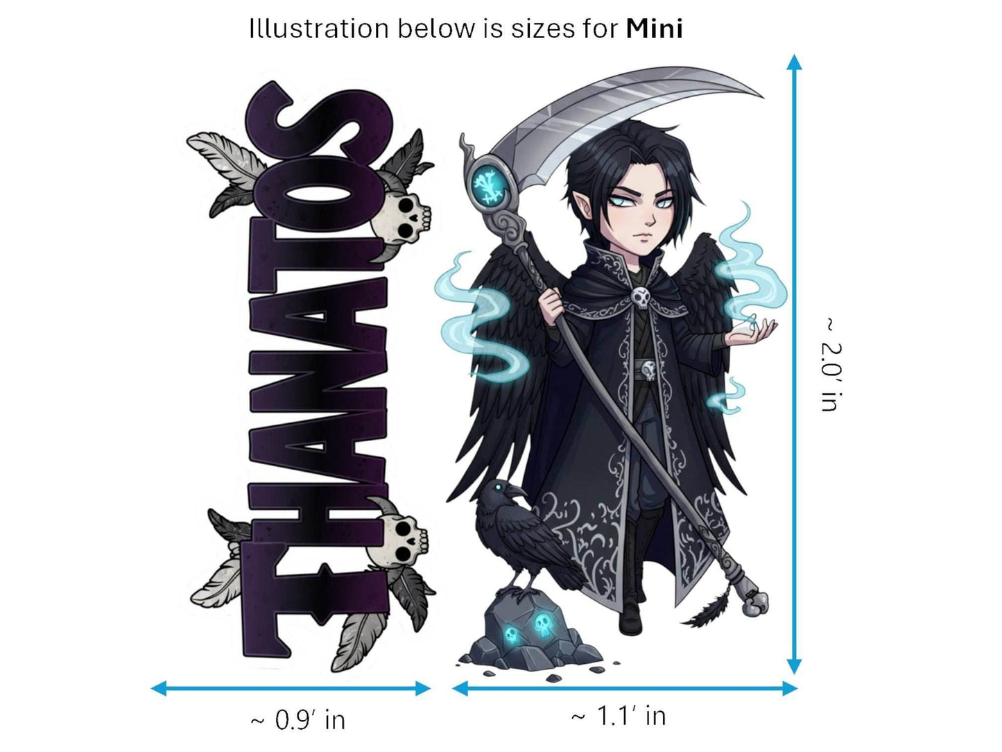 Thanatos Adekastos Mythkins™ Vinyl Sticker – Greek God of Death | Waterproof & UV-Proof - Sticker / Mini