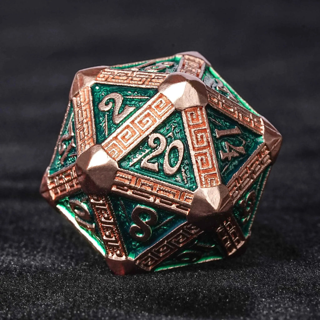 The Exquisite Mayan - themed Dice set with Copper - and - green Design