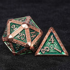 The Exquisite Mayan - themed Dice set with Copper - and - green Design