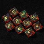Translucent colorful 10 Sided Dice Resin D10 dice with gold numerals