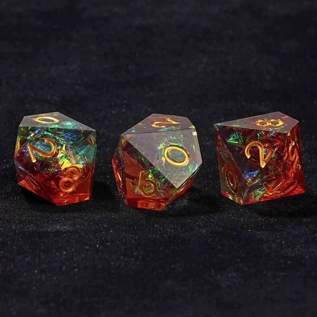 Translucent colorful 10 Sided Dice Resin D10 dice with gold numerals