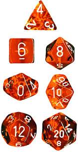 Translucent Poly Orange/White 7-Die Set (revised) - 