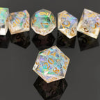 Transparent Resin Dice Set with Iridescent Glow