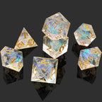 Transparent Resin Dice Set with Iridescent Glow