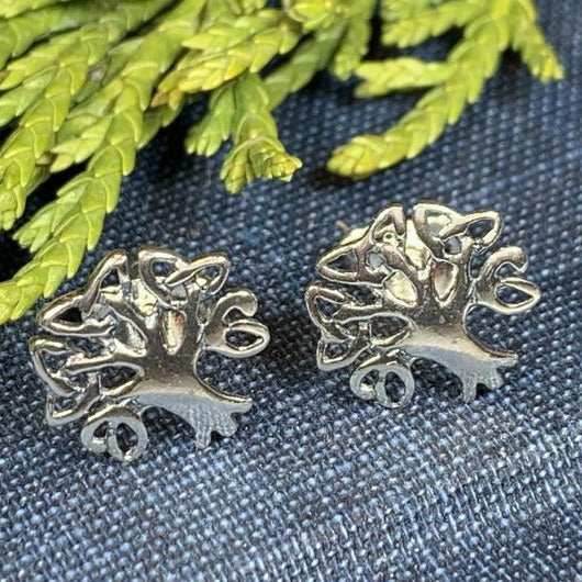 Silver Tree of Life Stud Earrings - 