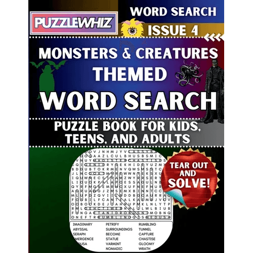 Monsters and Creatures - Themed Word Search - Fun & Educational Puzzles for Kids, Teens, and Adults (Large Print Edition): Featuring Engaging Themed W - Paperback - 