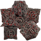 UFO mechanical style metal dice set with blood stains
