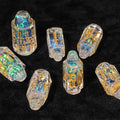 Unique Bullet Shaped Clear Resin DND Dice Set + Gold Characters