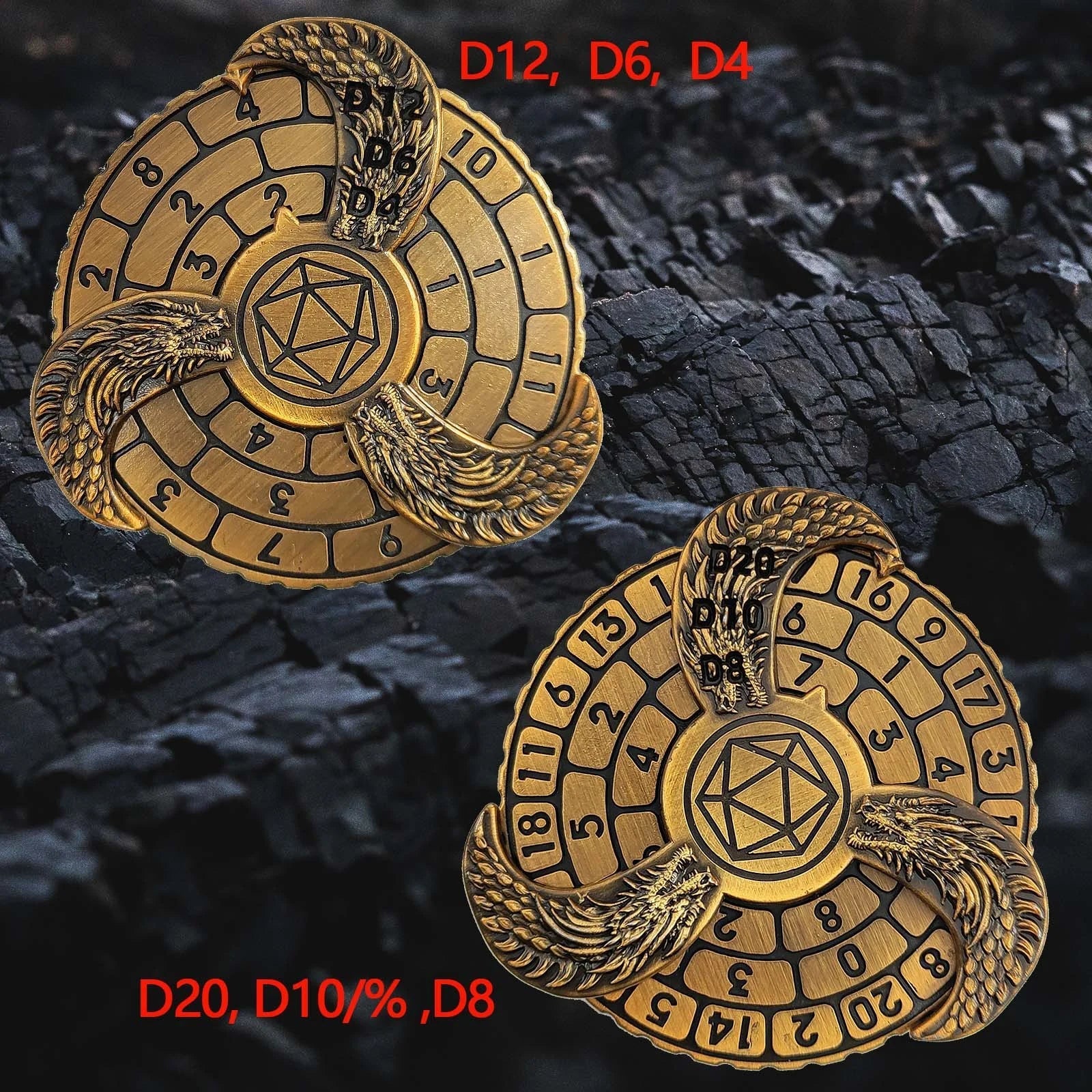 Unique DND Roulette Dice Spinner: 7 in 1 Metal Dragon Fidget Spinner Dice