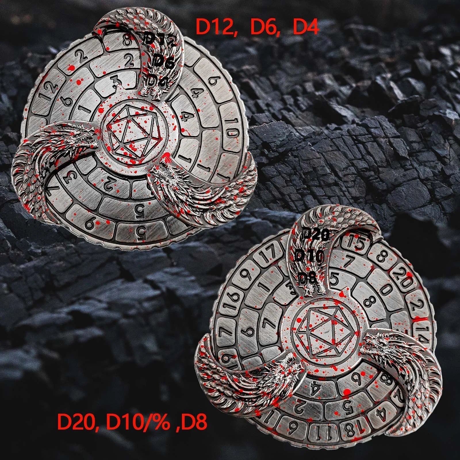 Unique DND Roulette Dice Spinner: 7 in 1 Metal Dragon Fidget Spinner Dice