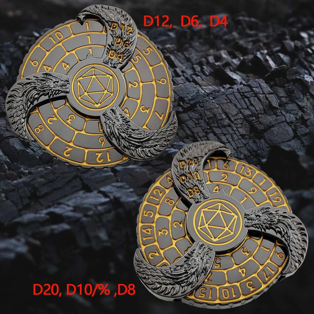 Unique DND Roulette Dice Spinner: 7 in 1 Metal Dragon Fidget Spinner Dice