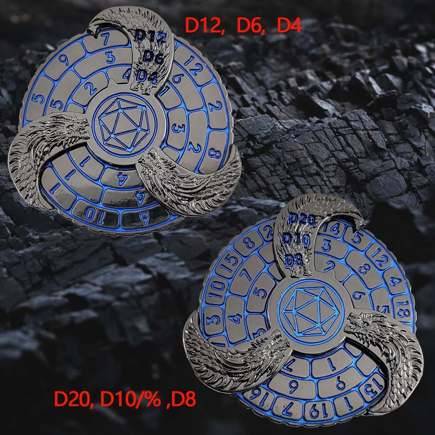 Unique DND Roulette Dice Spinner: 7 in 1 Metal Dragon Fidget Spinner Dice