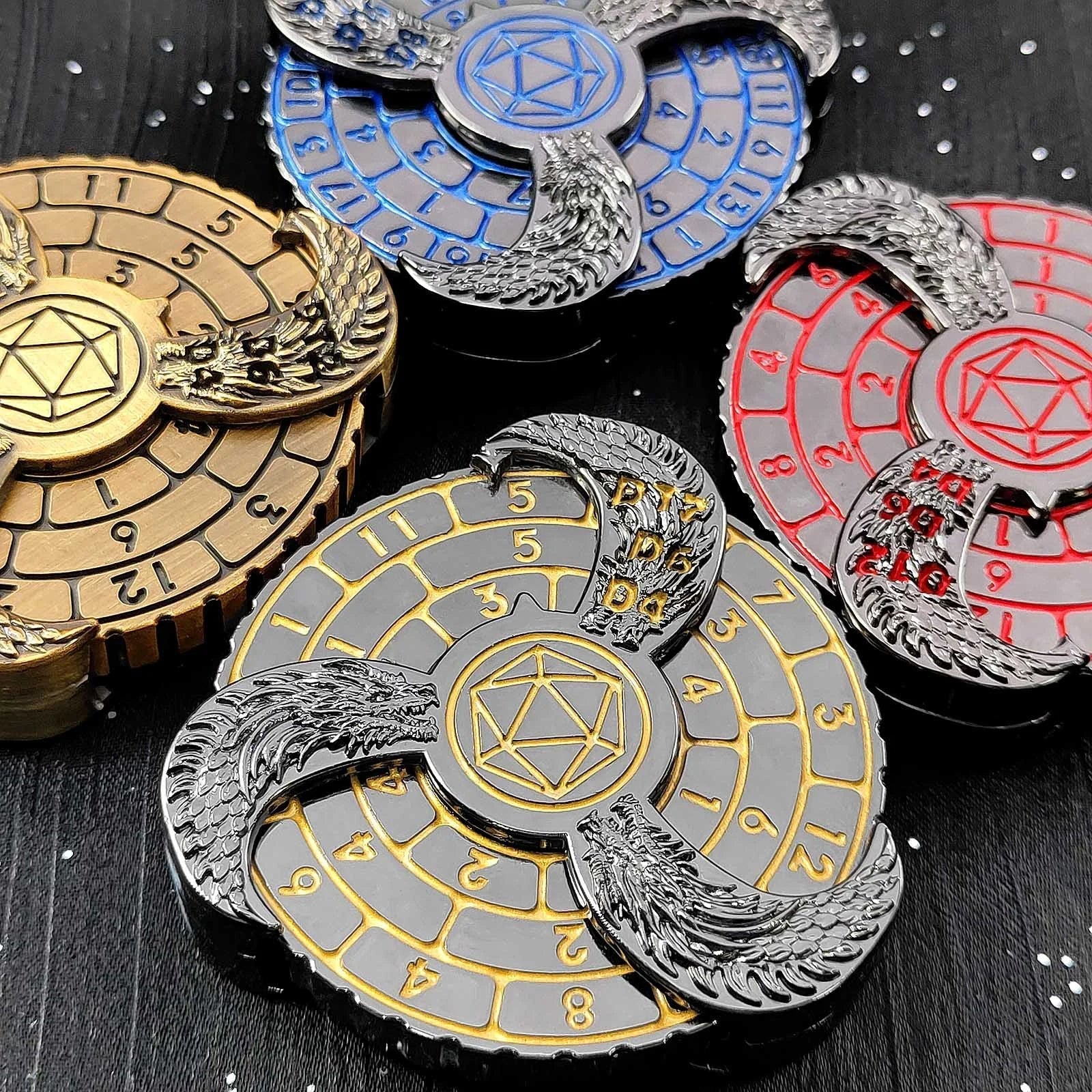 Unique DND Roulette Dice Spinner: 7 in 1 Metal Dragon Fidget Spinner Dice