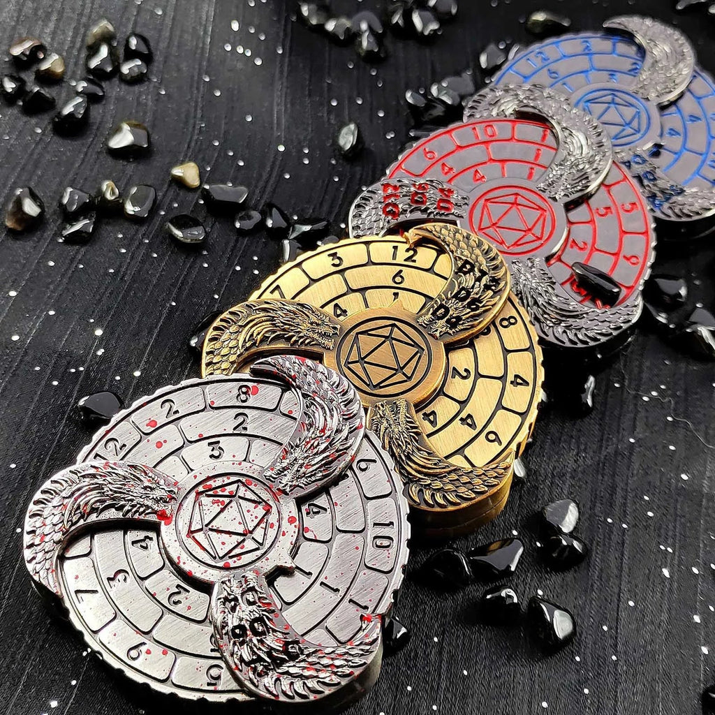 Unique DND Roulette Dice Spinner: 7 in 1 Metal Dragon Fidget Spinner Dice