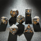 Unique Flame Stone Dice: The color of volcanic lava DND Gemstone Dice Set