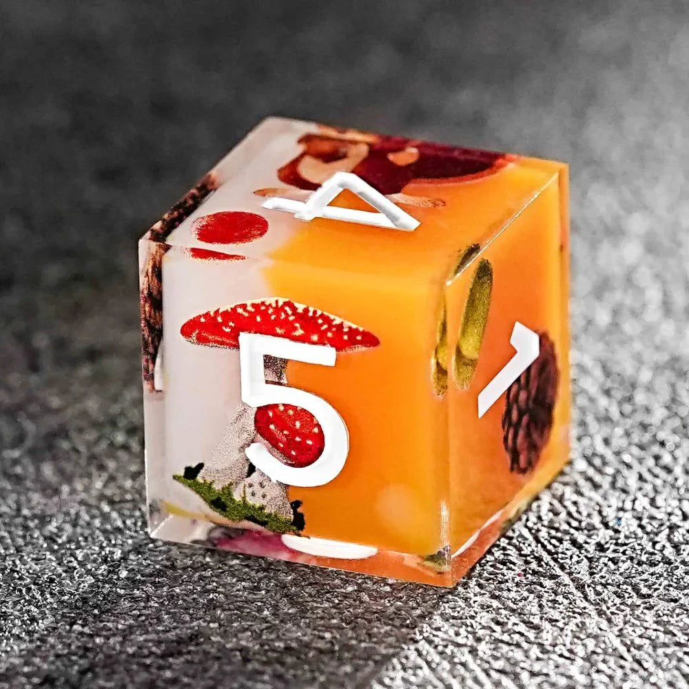Unique forest themed polyhedron resin dice set