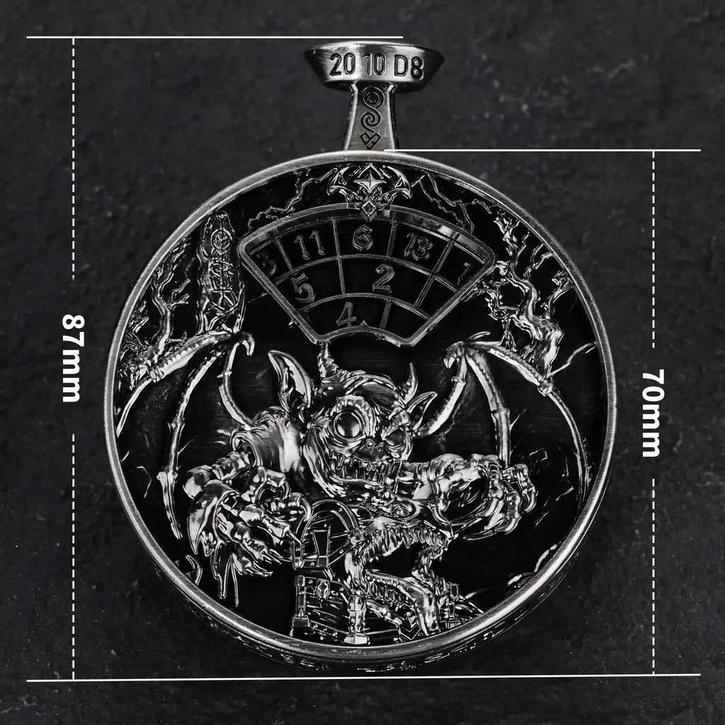 Unique Metal DND Spinning Dice Pocket Watch